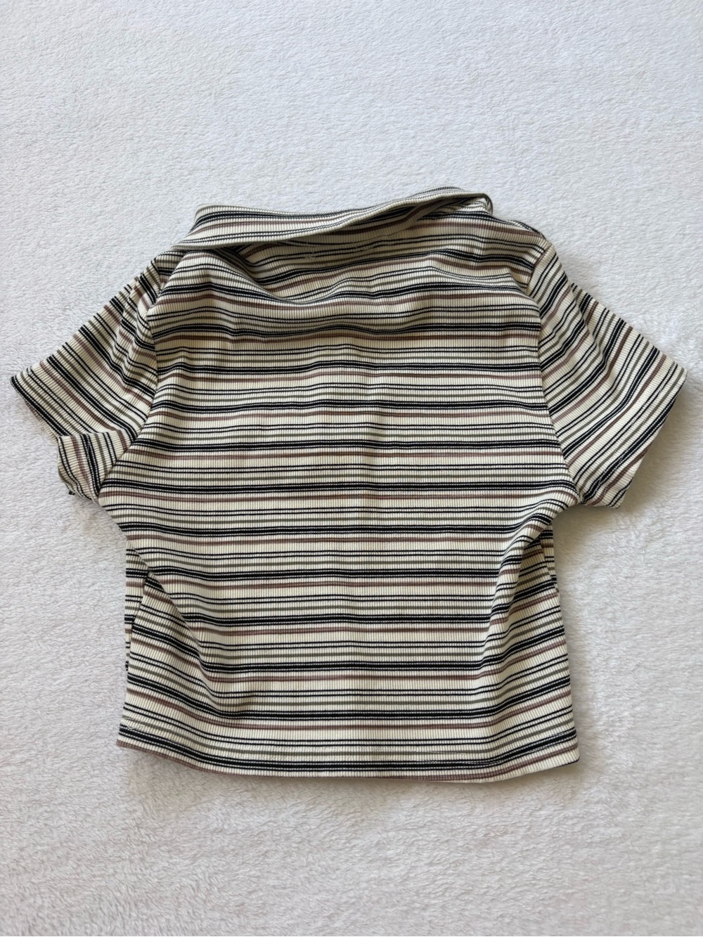Tomboy Beige & Black Striped Polo Tee - Picture 7 of 7